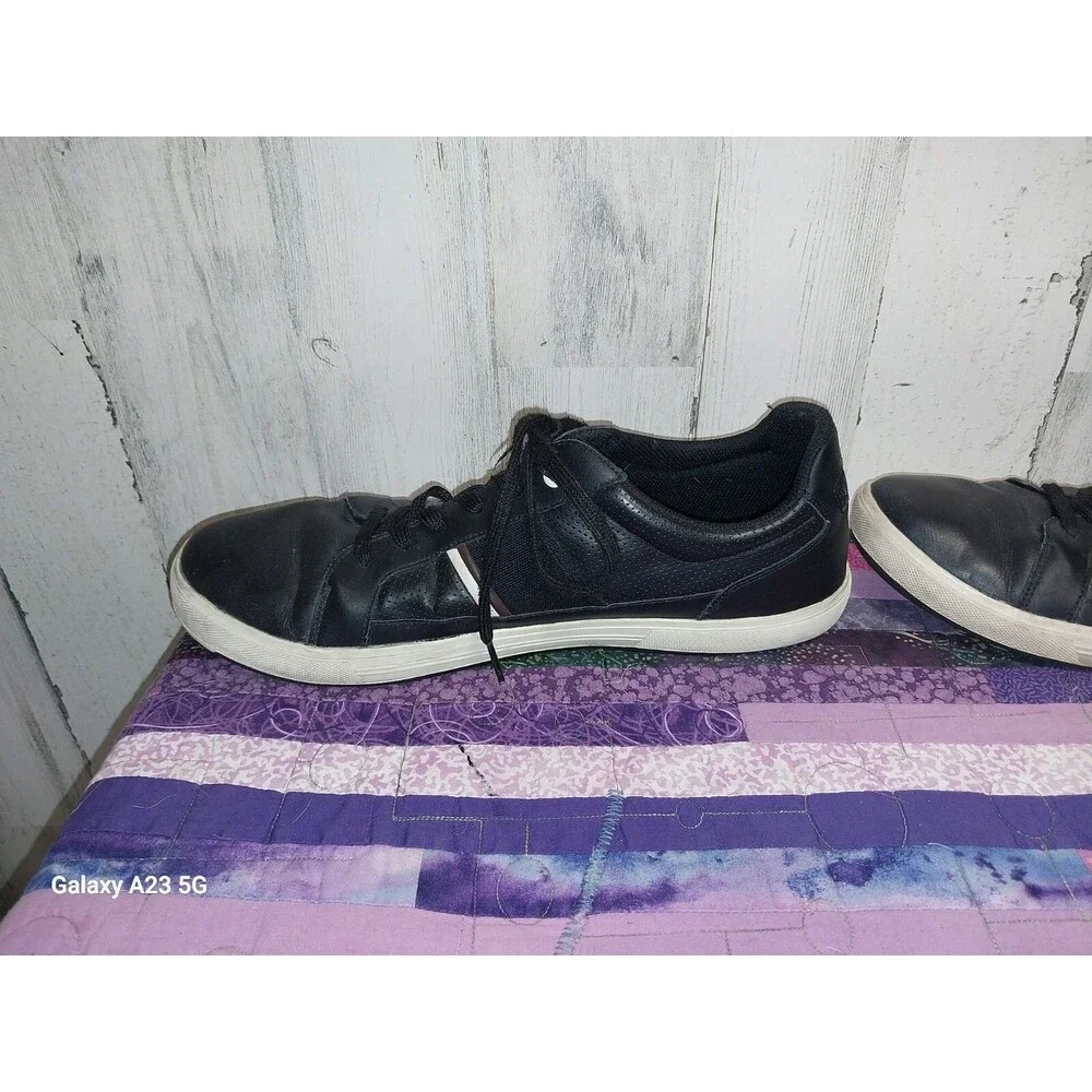 Lacoste Novas Ct Mens Sz 13 Black Leather Sneaker Shoes Low Top Lace Up